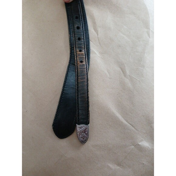 Tony Lama Belt 42" Southwestern Silver Hardware Braided Leather Brown - Picture 5 of 8